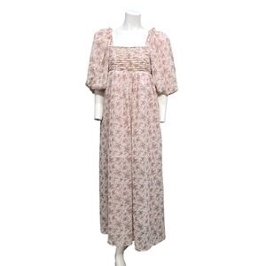 Worth Collective Milkmaid Dress Medium Ditsy Floral Puff Sleeve Empire Romantic